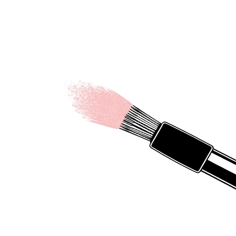 Line illustration of a highlighter brush dusting shimmer